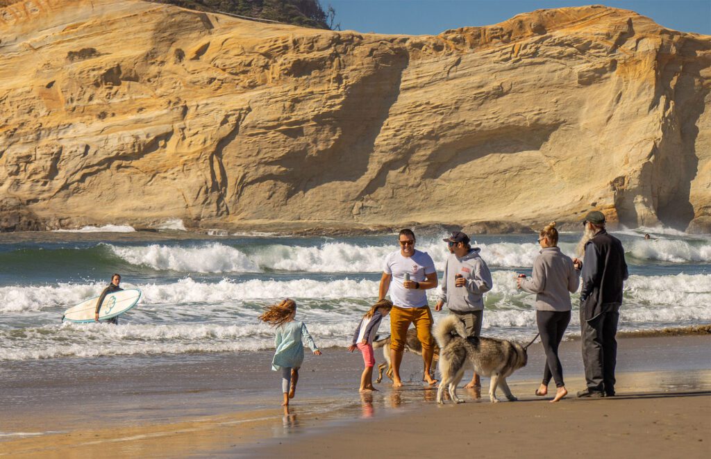 beach family surf sand dunes