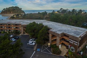 Aerial view of the inn off the beach