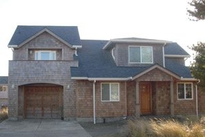 Wooden-shingled two-story house